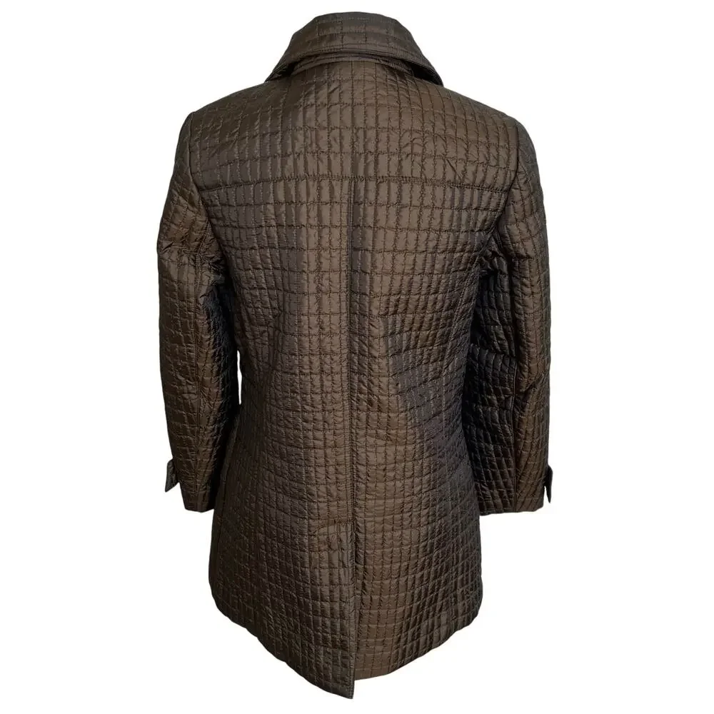 Carole Little Jacket Small Metallic Bronze Quilted Twist Metal Buttons Classic